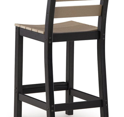 Shoreline Beach - Outdoor Counter Table And 2 Barstools (Set of 3) - Black / Beige