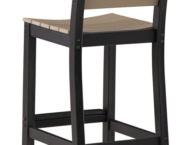Shoreline Beach - Outdoor Counter Table And 2 Barstools (Set of 3) - Black / Beige