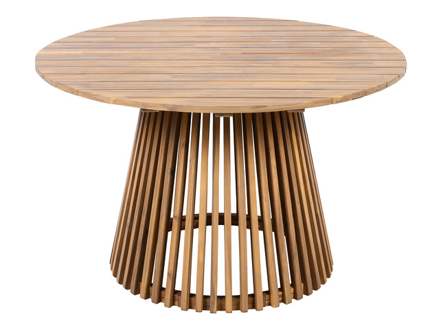 5-Piece Acacia Wood Outdoor Dining Set with Rope Braided Chairs & Round Table — Teak