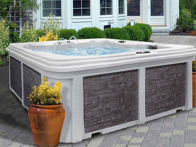 Arcadia Luxury Hot Tub – 7-Person Spa with Dual Captain’s Chairs & Open Footwell, 8' Design