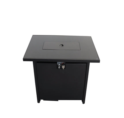 Outdoor Fire Pit Table With Lid - Black