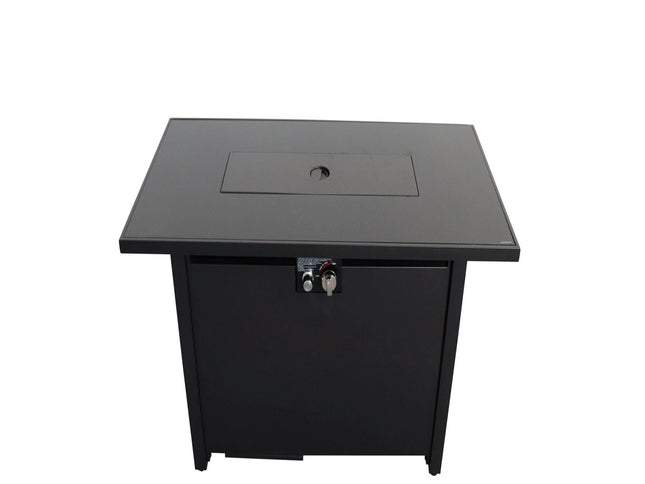 Outdoor Fire Pit Table With Lid - Black
