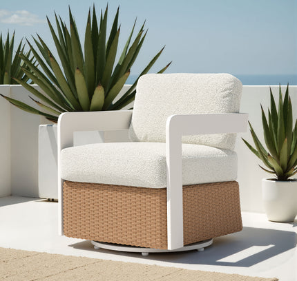 Gelo Swivel Chair White & Brown