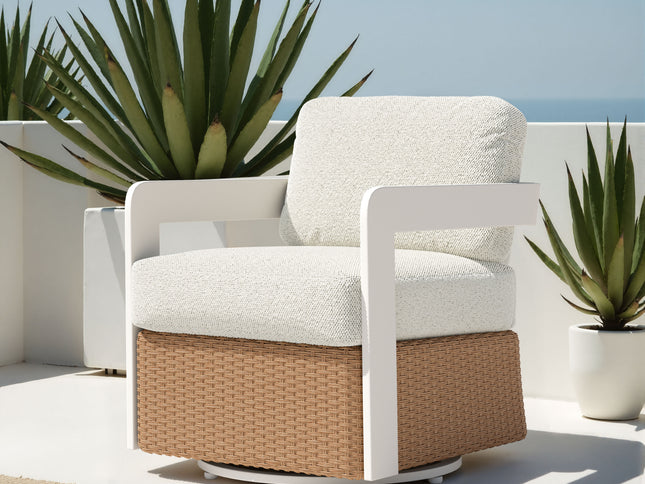 Gelo Swivel Chair White & Brown