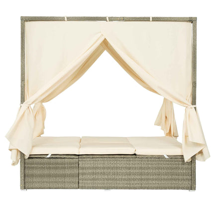 Adjustable Outdoor Sun Lounger with Privacy Curtain, High Comfort