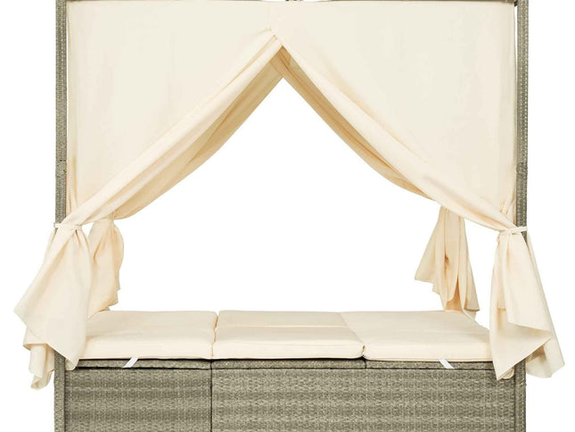 Adjustable Outdoor Sun Lounger with Privacy Curtain, High Comfort