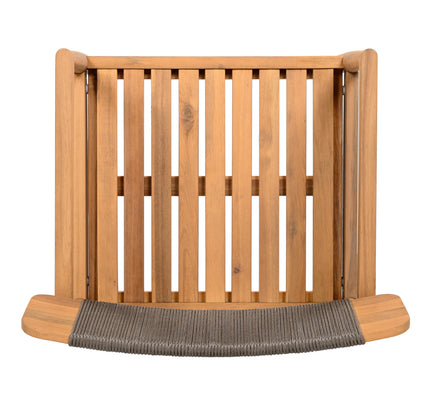 5-Piece Acacia Wood Outdoor Dining Set with Braided Chairs & Round Table — Grey