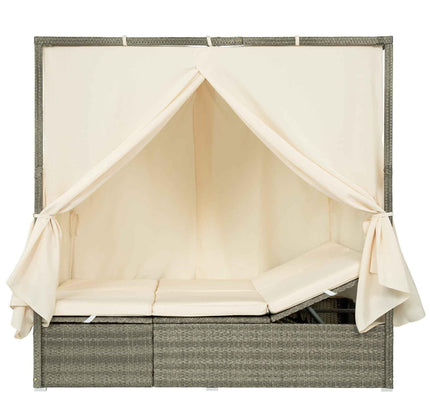 Adjustable Outdoor Sun Lounger with Privacy Curtain, High Comfort