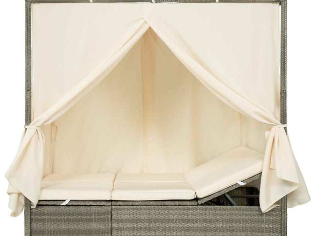 Adjustable Outdoor Sun Lounger with Privacy Curtain, High Comfort