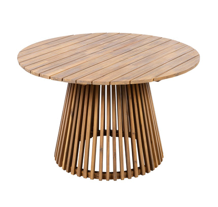 5-Piece Acacia Wood Outdoor Dining Set with Braided Chairs & Round Table — Grey