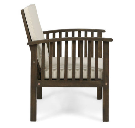 5-Piece Acacia Wood Outdoor Club Chair Dining Set with Round Table — Grey