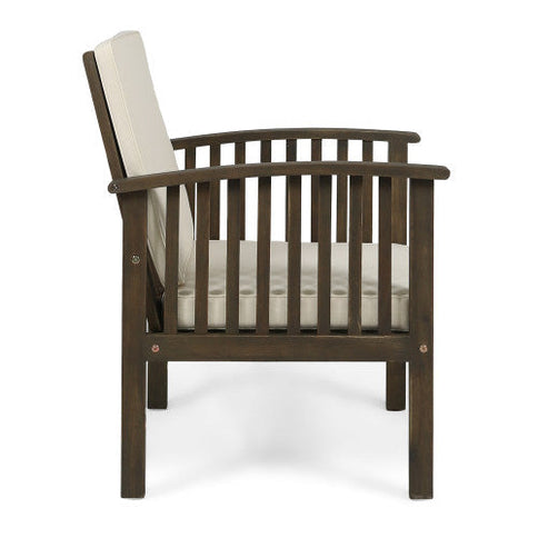 5-Piece Acacia Wood Outdoor Club Chair Dining Set with Round Table — Grey