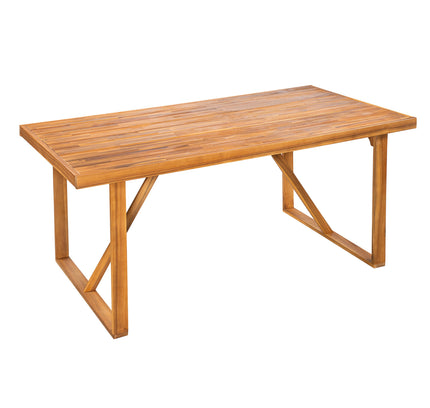 7-Piece Acacia Wood Outdoor Dining Set with 6 Chairs, Teak Finish