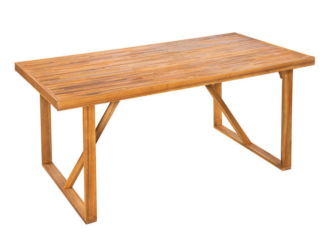 7-Piece Acacia Wood Outdoor Dining Set with 6 Chairs, Teak Finish