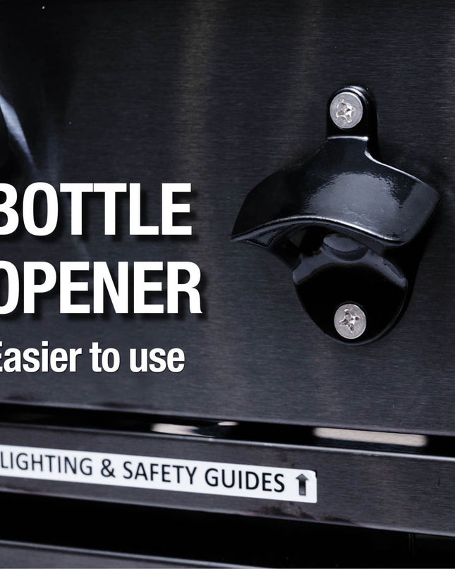 Castelle Flame 85K BTU Outdoor BBQ Kitchen Grill Island With 43-Inch 6-Burner Grill, Wine Fridge, Rotisserie Kit, And Sink