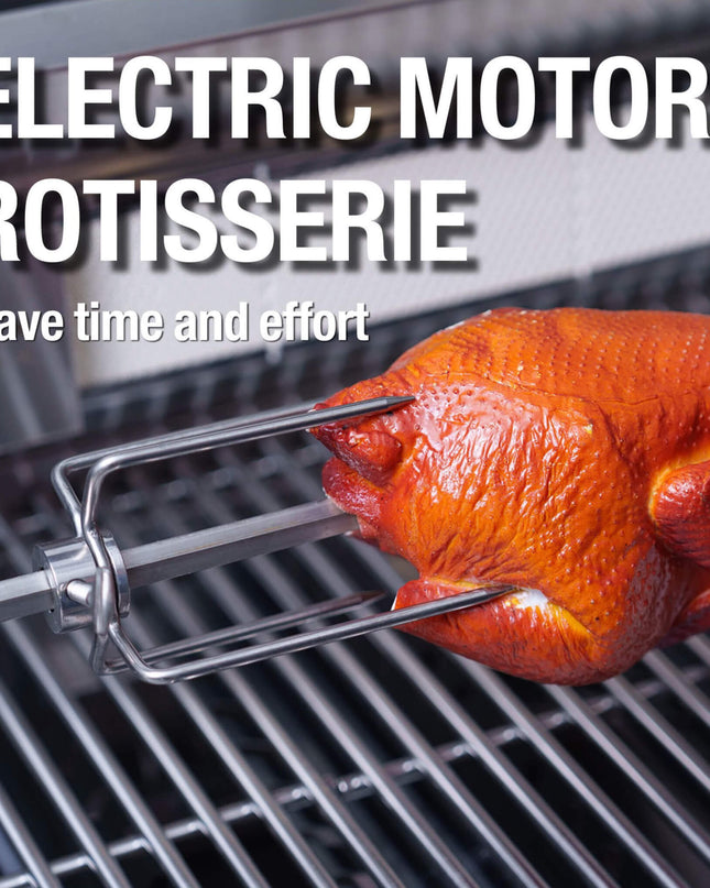 Castelle Flame 85K BTU Outdoor BBQ Kitchen Grill Island With 43-Inch 6-Burner Grill, Wine Fridge, Rotisserie Kit, And Sink