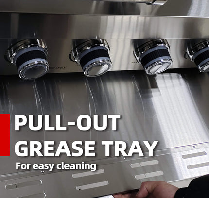 Castelle Flame Granite Outdoor BBQ Kitchen Island With 43-Inch 6-Burner Gas Grill, Rotisserie Kit, Cabinets, And Sink