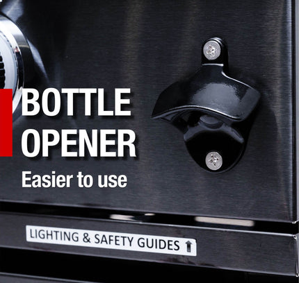 Castelle Flame Premium Black Stainless Steel 4-Burner Gas Grill With Rotisserie Kit