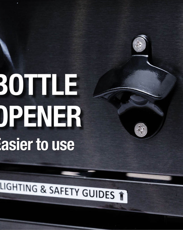 Castelle Flame Premium Black Stainless Steel 4-Burner Gas Grill With Rotisserie Kit