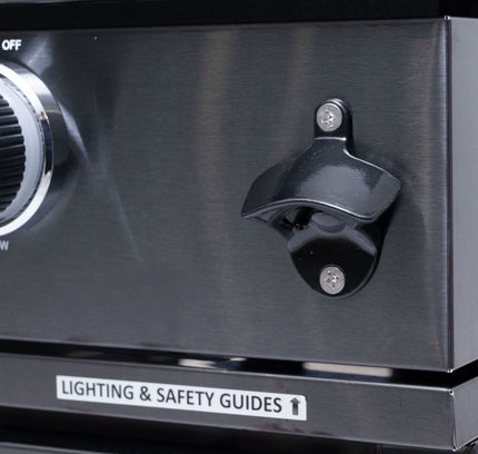 Castelle Flame Premium Black Stainless Steel 4-Burner Gas Grill With Rotisserie Kit