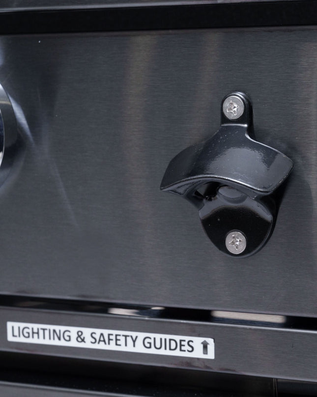 Castelle Flame Premium Black Stainless Steel 4-Burner Gas Grill With Rotisserie Kit