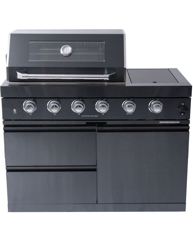 Castelle Flame Premium Black Stainless Steel 4-Burner Gas Grill With Rotisserie Kit