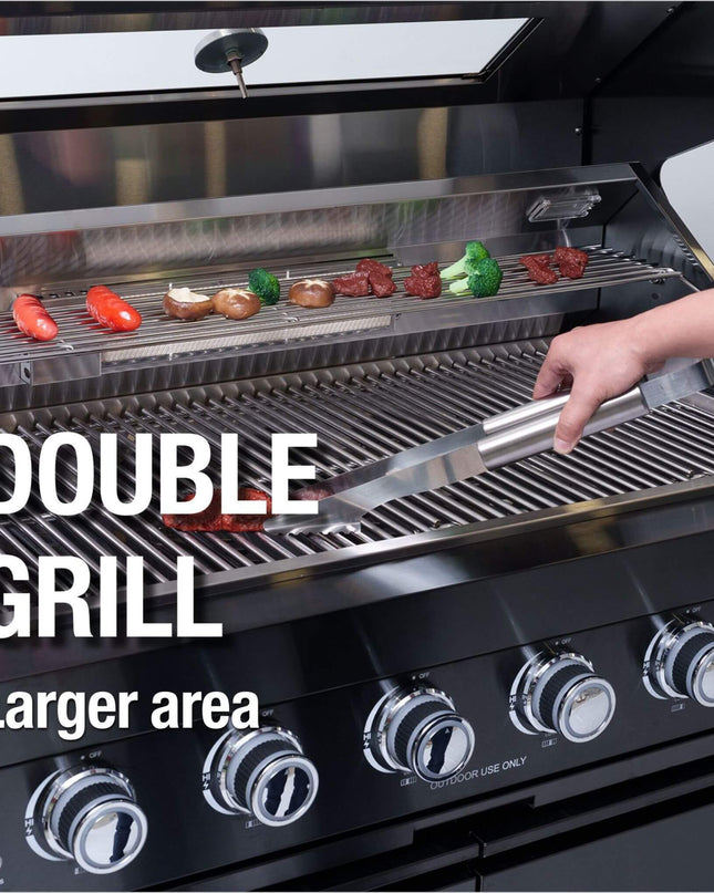 Castelle Flame Premium Black Stainless Steel 4-Burner Gas Grill With Rotisserie Kit