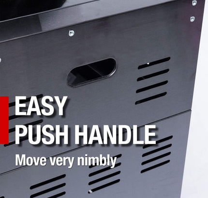 Castelle Flame Premium Black Stainless Steel 4-Burner Gas Grill With Rotisserie Kit