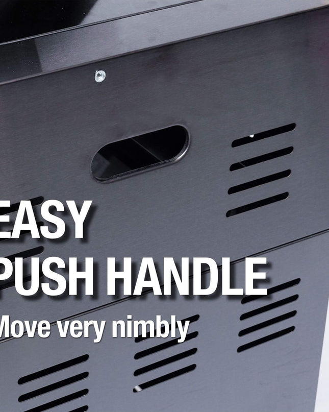 Castelle Flame Premium Black Stainless Steel 4-Burner Gas Grill With Rotisserie Kit