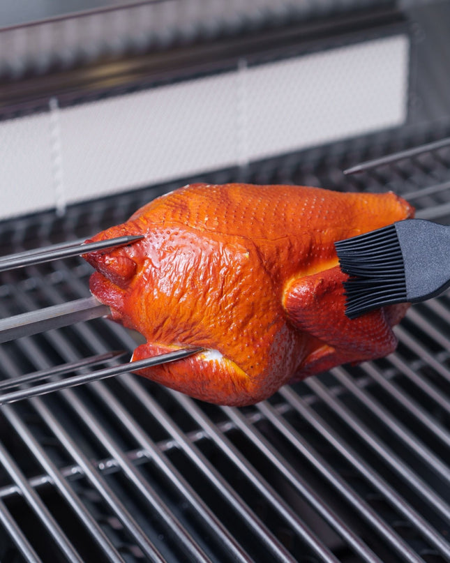 Castelle Flame Premium Black Stainless Steel 4-Burner Gas Grill With Rotisserie Kit