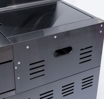 Castelle Flame Premium Black Stainless Steel 4-Burner Gas Grill With Rotisserie Kit