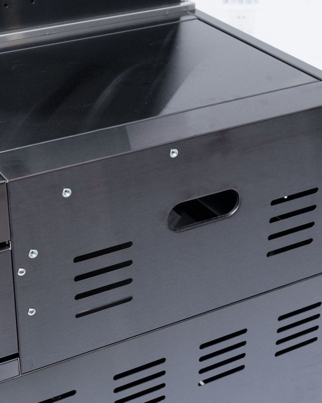 Castelle Flame Premium Black Stainless Steel 4-Burner Gas Grill With Rotisserie Kit