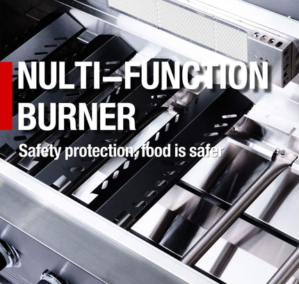 Castelle Flame Premium Black Stainless Steel 4-Burner Gas Grill With Rotisserie Kit