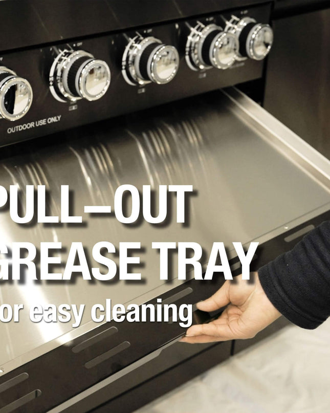 Castelle Flame Premium Black Stainless Steel 4-Burner Gas Grill With Rotisserie Kit