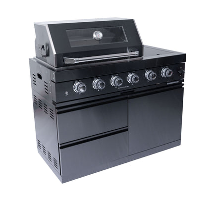 Castelle Flame Premium Black Stainless Steel 4-Burner Gas Grill With Rotisserie Kit