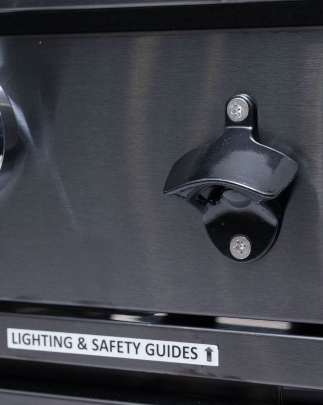 Castelle Flame Premium Black Stainless Steel 6-Burner Gas Grill Kitchen Island With Rotisserie Kit