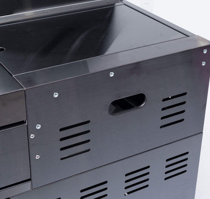 Castelle Flame Premium Black Stainless Steel 6-Burner Gas Grill Kitchen Island With Rotisserie Kit