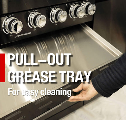 Castelle Flame Premium Black Stainless Steel 6-Burner Gas Grill Kitchen Island With Rotisserie Kit