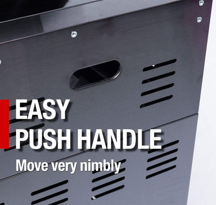 Castelle Flame Premium Black Stainless Steel 6-Burner Gas Grill Kitchen Island With Rotisserie Kit