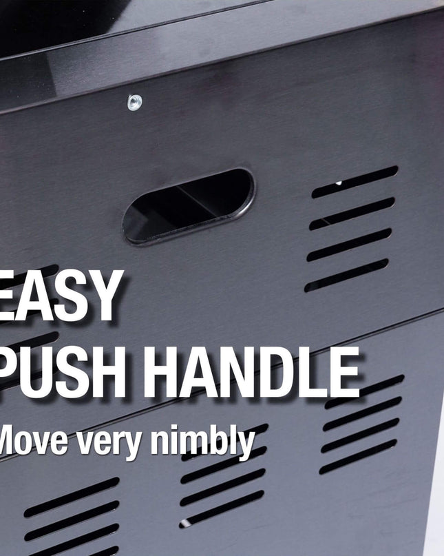 Castelle Flame Premium Black Stainless Steel 6-Burner Gas Grill Kitchen Island With Rotisserie Kit