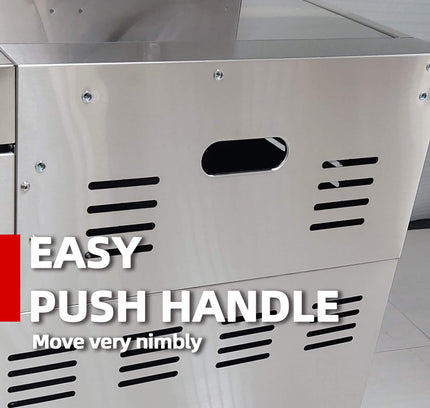 Castelle Flame Stainless Steel Outdoor BBQ Kitchen Island With 46-Inch 4-Burner 85K BTU Grill, Rotisserie Kit, And Cabinets