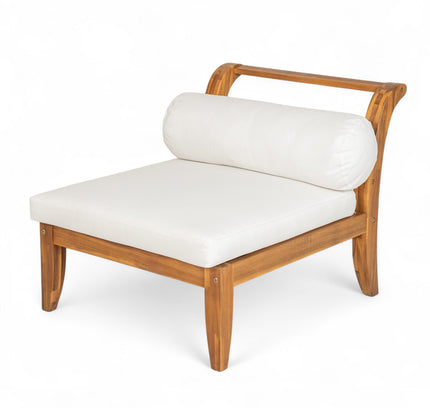 6-Piece Acacia Wood Outdoor Modular Sectional with Daybed Configuration & Tea Table