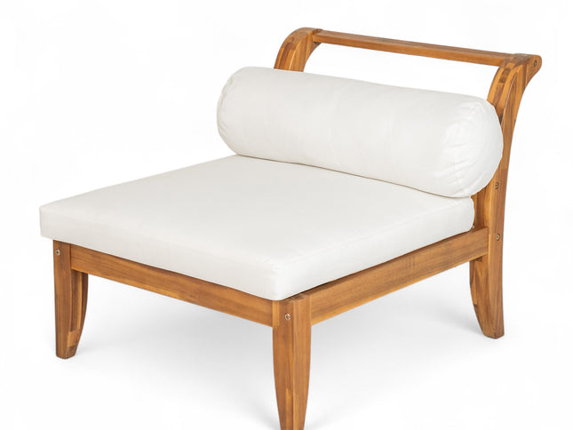 6-Piece Acacia Wood Outdoor Modular Sectional with Daybed Configuration & Tea Table
