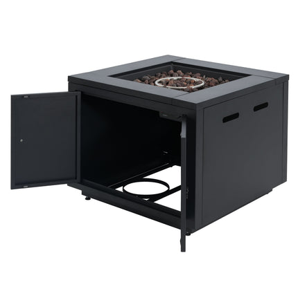 30-Inch Square Propane Fire Pit Table | Black | 40,000 BTU
