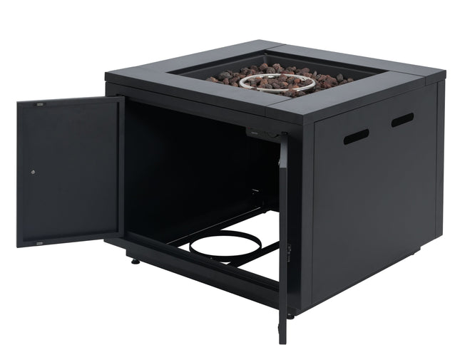30-Inch Square Propane Fire Pit Table | Black | 40,000 BTU