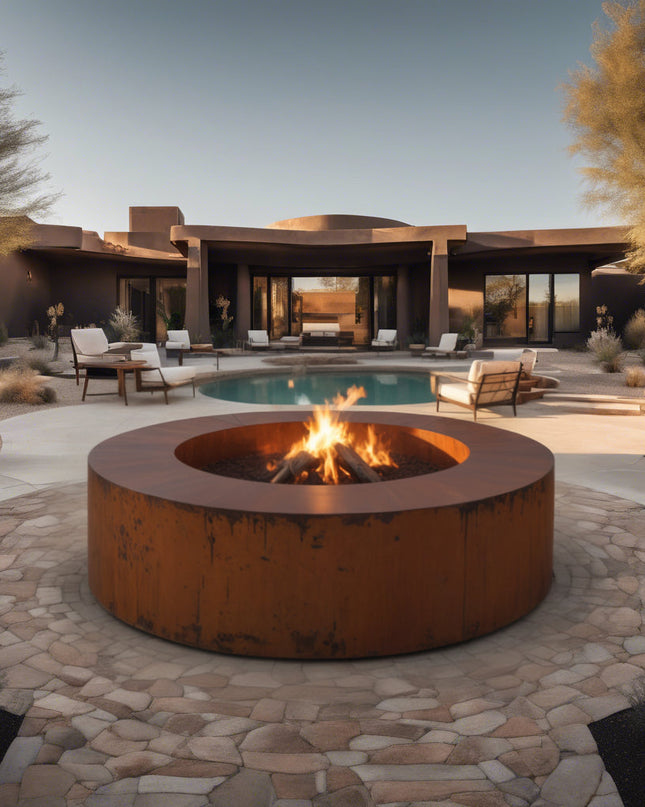 Wood-Burning Circular Corten Steel Fire Pit