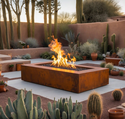 Rectangular Steel Wood-burning Fire Pit (2 sizes)