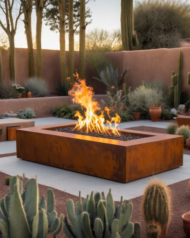 Rectangular Steel Wood-burning Fire Pit (2 sizes)