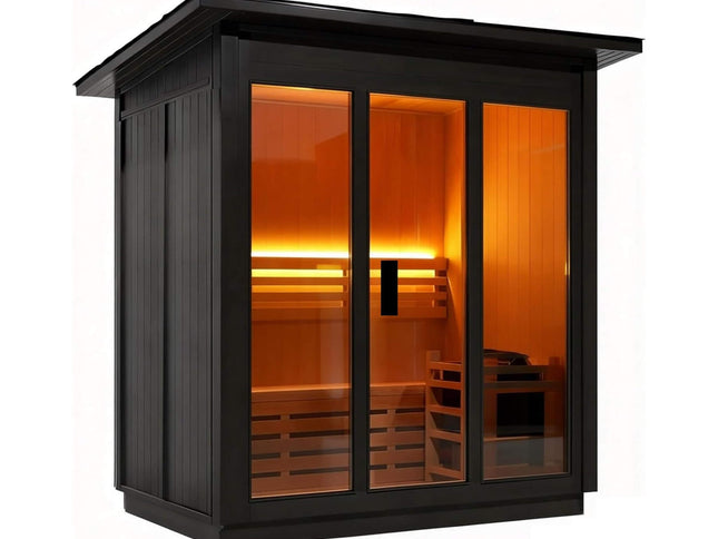 Custom 4-Person Luxury Spruce Outdoor Steam Sauna With Heater And Stones [Made-To-Order] (SAK87912)