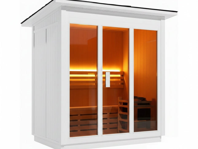 Custom 6-Person Luxury Spruce Outdoor Steam Sauna With Heater And Stones [Made-To-Order] (SAK20378)